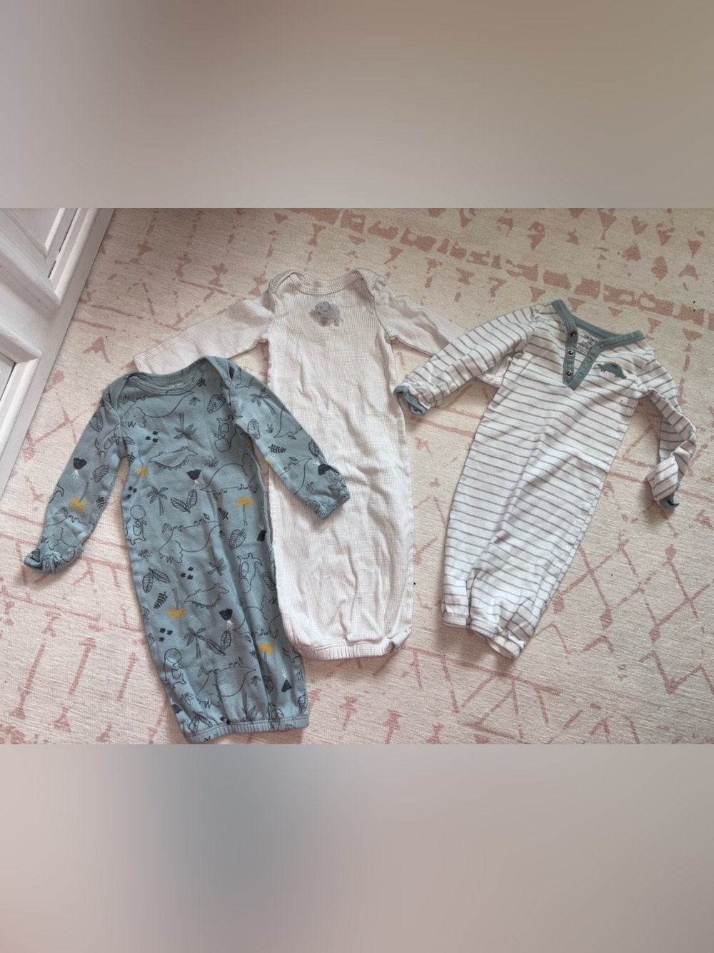 3 Carter's Light Blue Newborn Sleepers